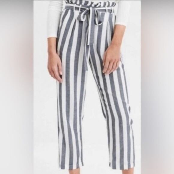 NWT American Eagle Pant High Waist Paper Bag Striped Coastal Size Small - Picture 1 of 9